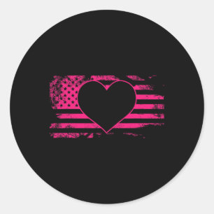 Sticker Rond Heart American Flag Cool de sensibilisation au can