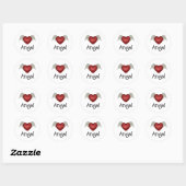 Sticker Rond Heart Angel Wings (Feuille)