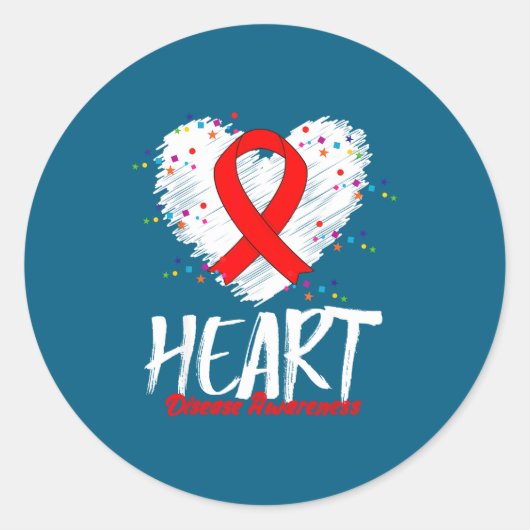 Sticker Rond Heart Disease Awareness (Devant)