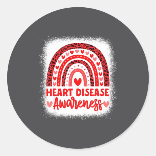 Sticker Rond Heart Disease Awareness Heart Month Rainbow Heart  (Devant)