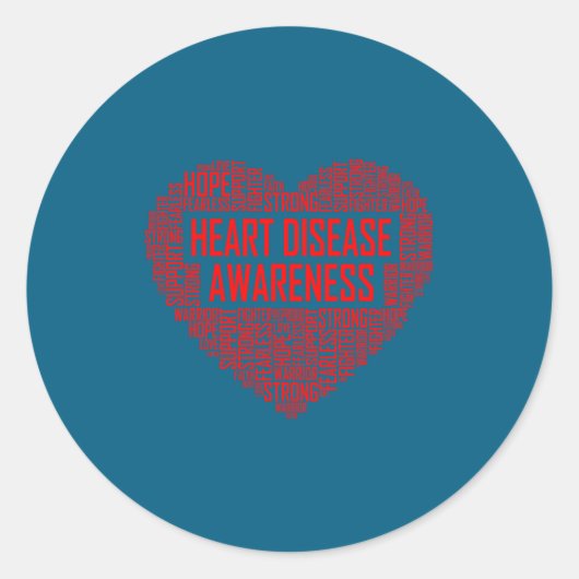 Sticker Rond Heart Disease Awareness Red Heart Gift February We (Devant)