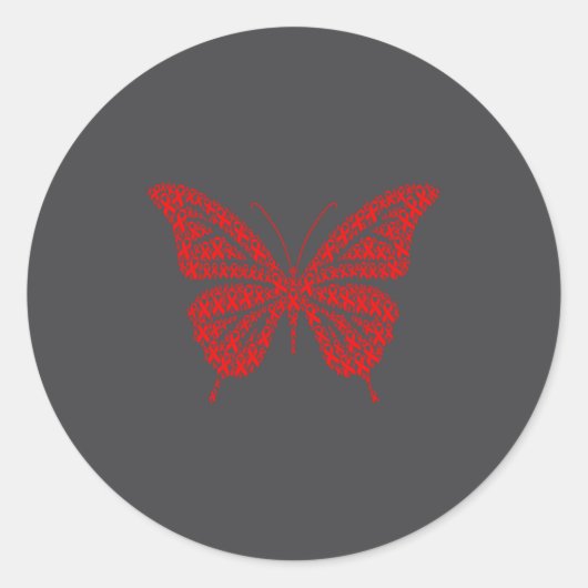 Sticker Rond Heart Disease Awareness Red Ribbon & Heart Hea (Devant)