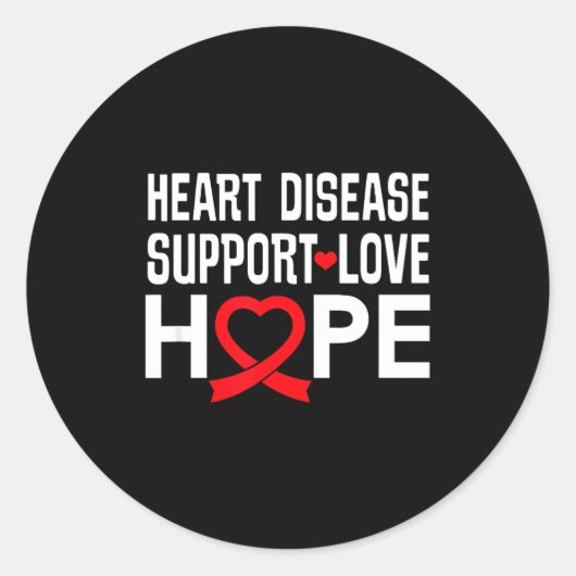 Sticker Rond Heart Disease Suprt Love Hope Red Ribbon (Devant)