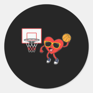 Sticker Rond Heart Dunk Joueur de basket Valentines Jour Amour