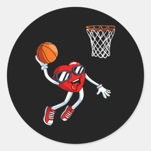 Sticker Rond Heart Dunk Joueur de basket Valentines Jour Amour