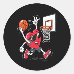 Sticker Rond Heart Dunking Sketll Saint-Valentin Garçons Filles