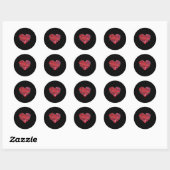 Sticker Rond Heart Guitar Love Valentines Day Guitarist Player  (Feuille)