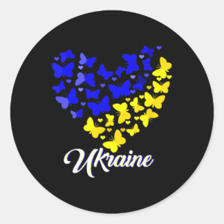 Sticker Rond Heart Heart Ukraine Shirt Butterfly I Stand With U
