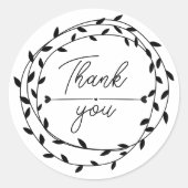 Sticker Rond heart Leaf Wreath Thank You business parcel (Devant)