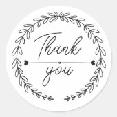 Sticker Rond heart Leaf Wreath Thank You business parcel (Devant)