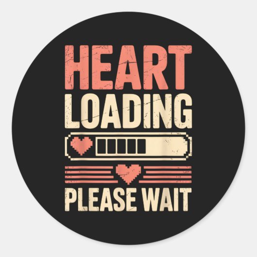 Sticker Rond Heart Loading Please Wait Retro Xel Valentine Humo (Devant)