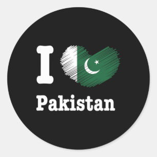 Sticker Rond Heart Pakistan Azadi Moubarak Dil Day Fier Ro