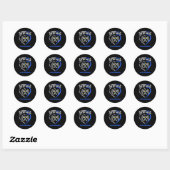 Sticker Rond Heart Ribbon I Wear Blue (Feuille)