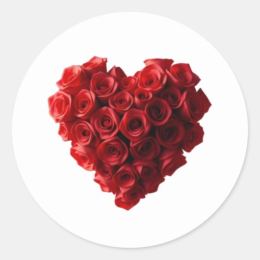 Sticker Rond Heart Shaped Red Roses- (Devant)