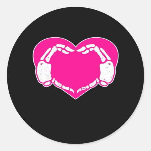 Sticker Rond Heart Skeleton mains gothique Valentine classique (Devant)