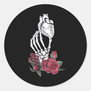 Sticker Rond Heart The Skeleton's Hand Classic