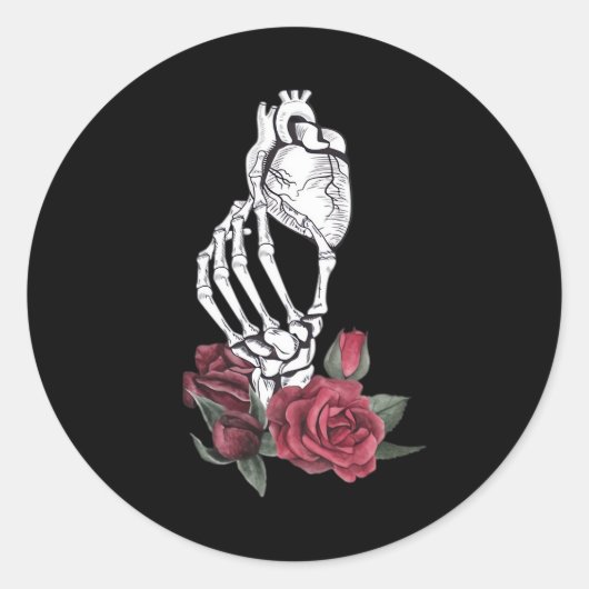 Sticker Rond Heart The Skeleton's Hand Classic (Devant)