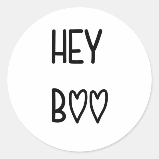 Sticker Rond Heart Typography Hey Boo (Devant)
