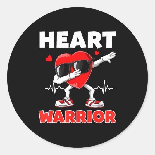Sticker Rond Heart Warrior Heart Disease Awareness Month Red He (Devant)