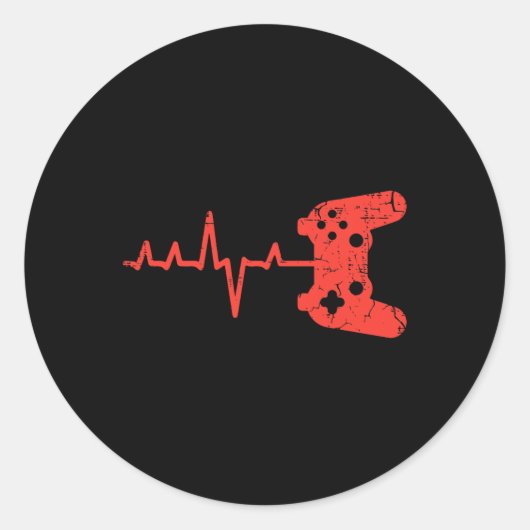 Sticker Rond Heartbeart Game Controller Vidéo Jeu Hommes Garçon (Devant)