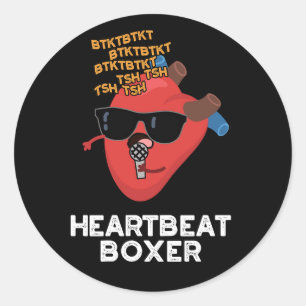 Sticker Rond Heartbeat Boxer Funny Music Heart Pun Dark BG