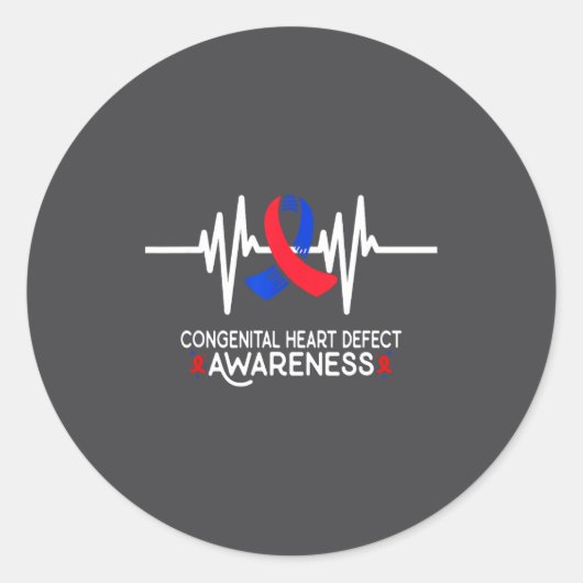 Sticker Rond Heartbeat Chd Congenital Heart Defect Awareness Mo (Devant)