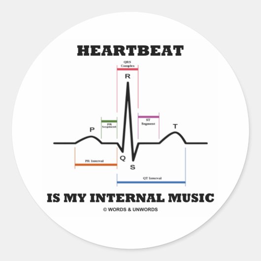 Sticker Rond Heartbeat Is My Internal Music (ECG/EKG) (Devant)