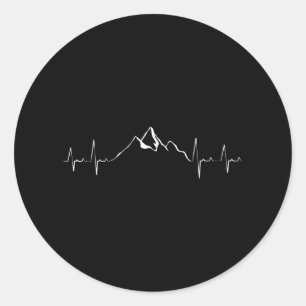 Sticker Rond Heartbeat Mountain Hiking Climbing Outdoors