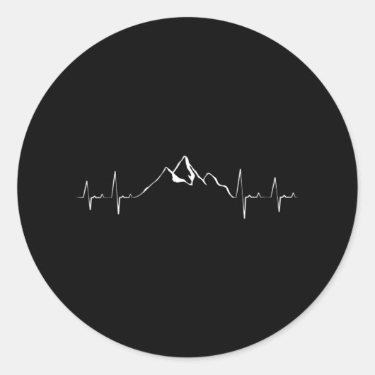 Sticker Rond Heartbeat Mountain Hiking Climbing Outdoors (Devant)