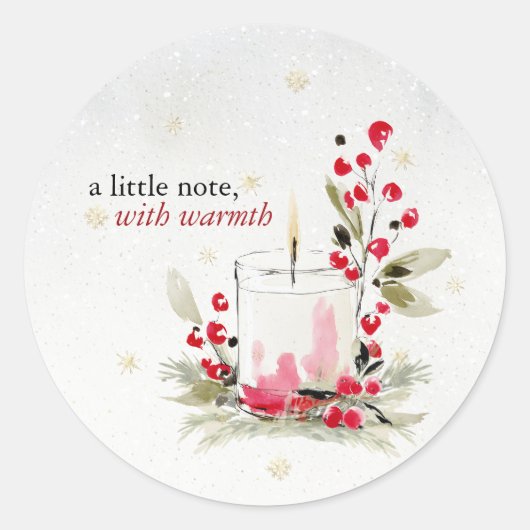 Sticker Rond Hearthlight Notes Winter Cozy Candle Personalized (Devant)
