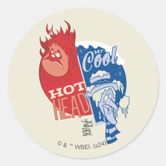 Sticker Rond Heat Miser Hot Head & Snow Miser M. Cool (Devant)