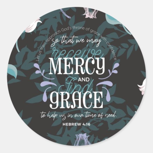 Sticker Rond Hébreu 4:16 citations noir ver (Devant)