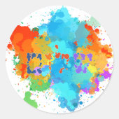 Sticker Rond Hébreu "Shalom" avec Arrière - plan de Peinture (Devant)