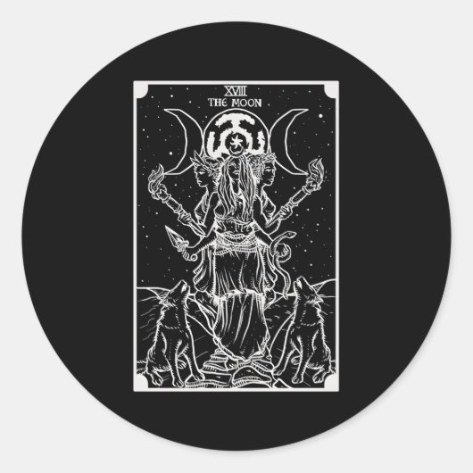 Sticker Rond Hecate Triple Moon Goddess Witch Hekate Wheel Taro (Devant)