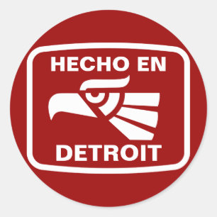 Sticker Rond Hecho en Detroit personalizado personnalisé