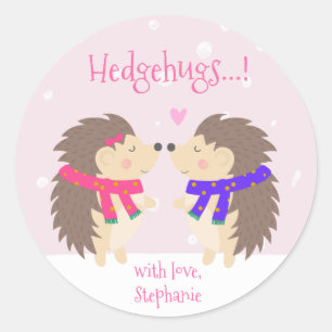 Sticker Rond Hedgehugs ! Joli Hérisson personnalisé Noël