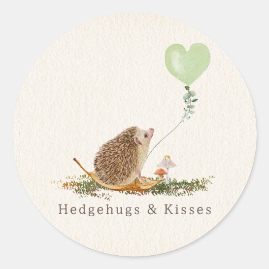 Sticker Rond Hedgehugs & Kisses Hedgehog Classroom Valentine (Devant)