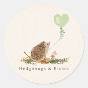 Sticker Rond Hedgehugs & Kisses Hedgehog Classroom Valentine