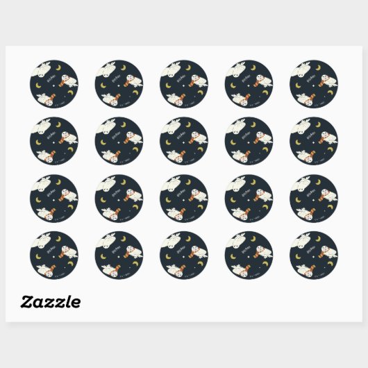 Sticker Rond Hedwig Nighttime Moonlight Pattern (Feuille)