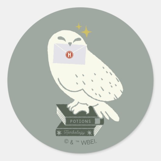 Sticker Rond Hedwig With Letter Whimsical Drawing (Devant)