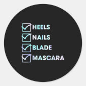 Sticker Rond Heels Nails Blade Maa Funny Design (Devant)