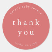 Sticker Rond HEIDI Red Boho unique Baby shower simple Merci (Devant)