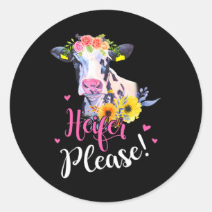 Sticker Rond Heifer S'Il Vous Plaît Fermier Vache Amateurs