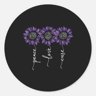 Sticker Rond Heimers Sensibilisation Peace Love Curee Sunflower