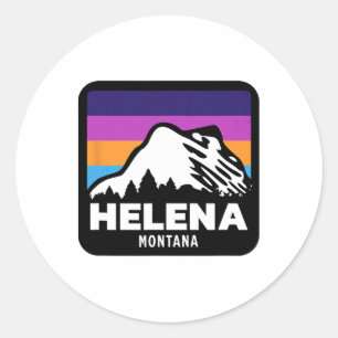 Sticker Rond Helena Montana Pêche Ski Snowboard Famille