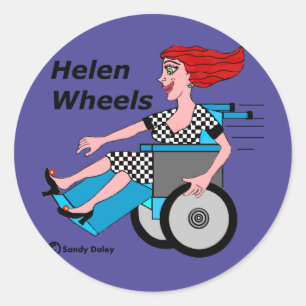 Sticker Rond Hélène roule l'enfer sur des roues