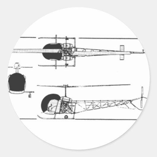 Sticker Rond Hélicoptère Bell 47 (Devant)