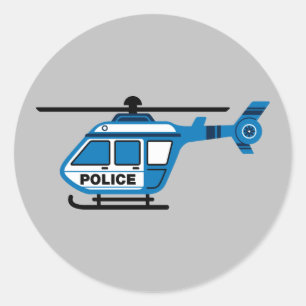 Sticker Rond Hélicoptère de police Animé