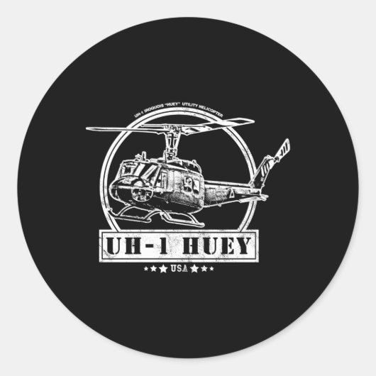 Sticker Rond Hélicoptère Huey (Devant)