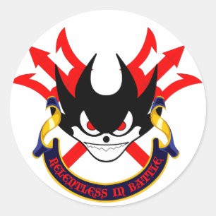 Sticker Rond Hellcat avec Tridents croisés stickwe